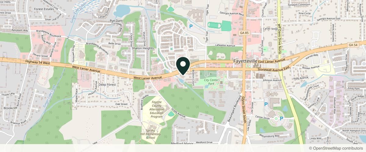 Map showing Fayette Area Dermatology James T. Sandwich, MD, MPH in Peachtree City, Georgia