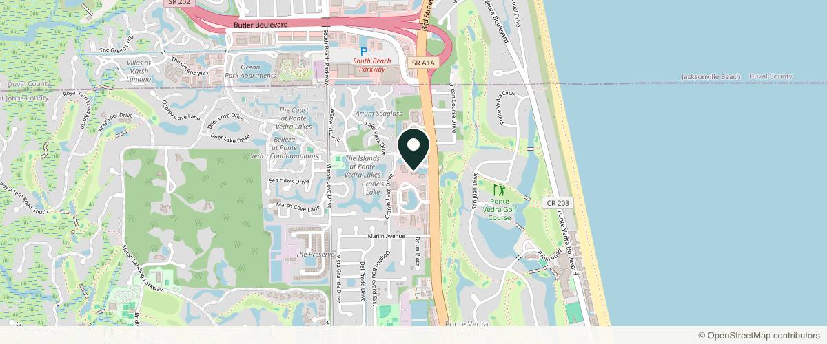 Map showing First Coast Mohs of Ponte Vedra in Jacksonville, Florida