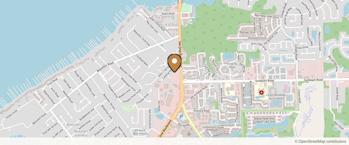 Map showing First Coast Plastic Surgery: David N. Csikai, MD in Jacksonville, Florida