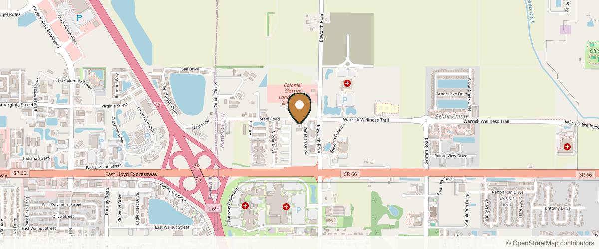 Map showing Flannagan Plastic Surgery in Evansville, Indiana