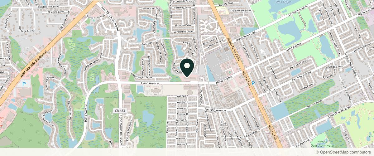 Map showing Florida Center for Plastic and Cosmetic Surgery in Daytona Beach, Florida