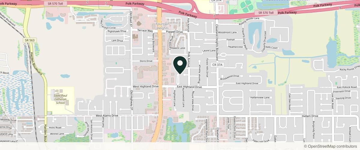 Map showing Florida Dermatology and Skin Cancer Centers in Lakeland, Florida