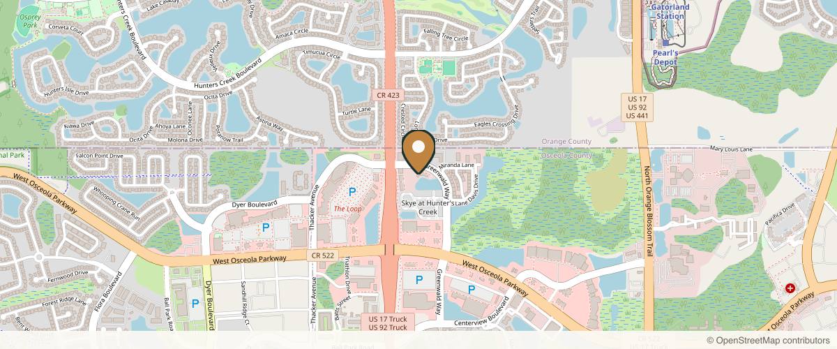 Map showing Florida Ear, Nose, Throat & Facial Plastic Surgery Center in Kissimmee, Florida