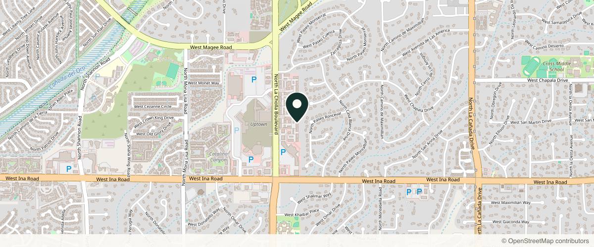 Map showing Foothills Dermatology in Tucson, Arizona