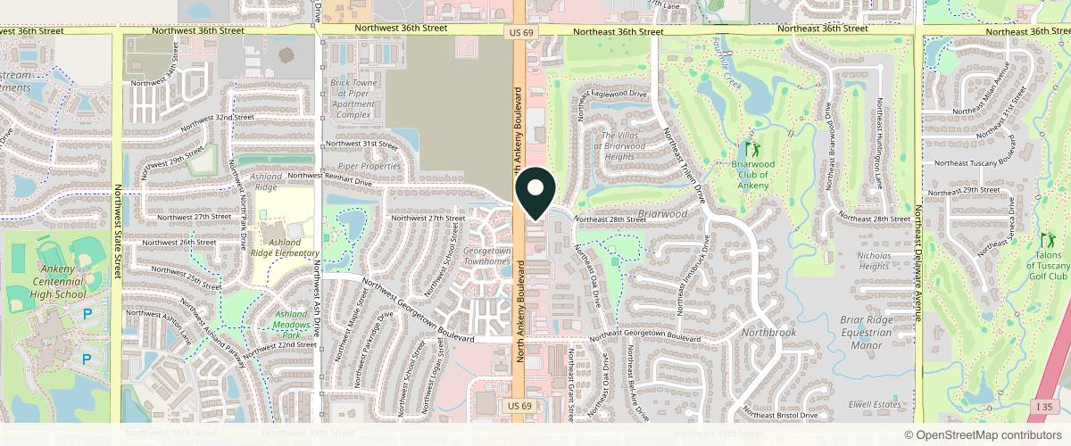 Map showing Forefront Dermatology Ankeny in Des Moines, Iowa