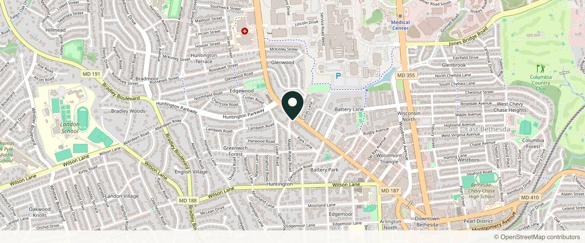 Map showing Forefront Dermatology Bethesda, MD in Rockville, Maryland