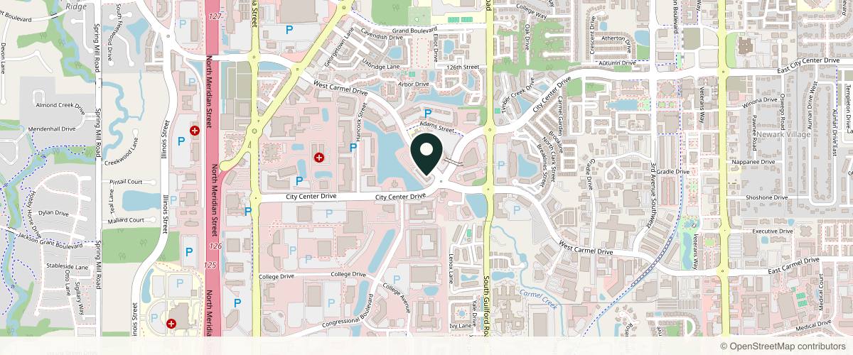 Map showing Forefront Dermatology Carmel, IN in Indianapolis, Indiana