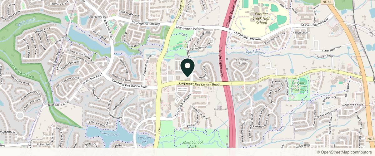 Map showing Forefront Dermatology Cary, NC in Cary, North Carolina
