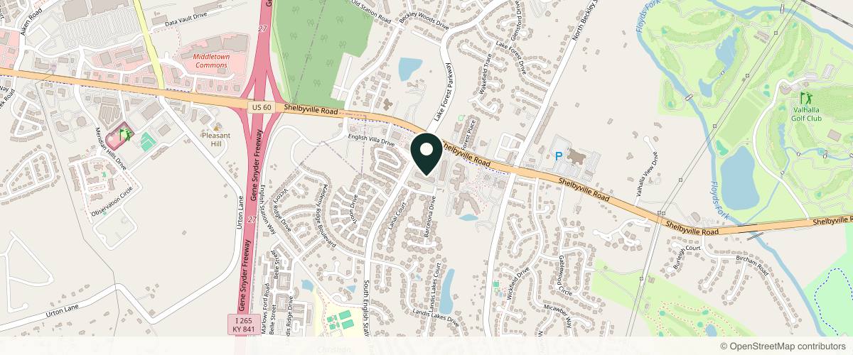 Map showing Forefront Dermatology Louisville, KY - South English Station Rd in Louisville, Kentucky
