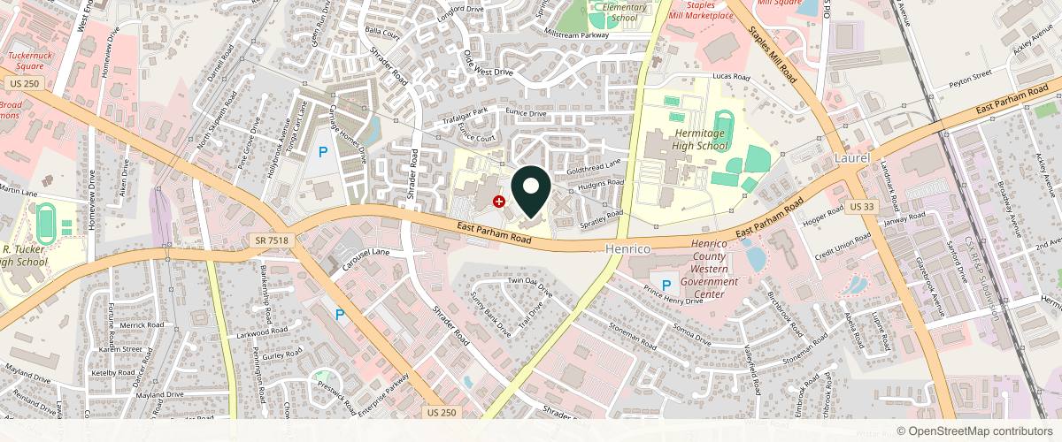 Map showing Forefront Dermatology in Richmond, Virginia