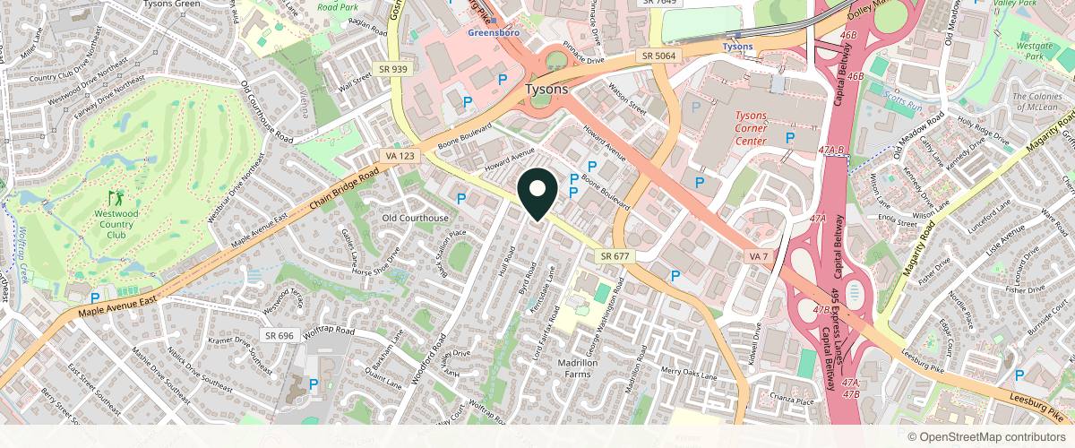 Map showing Forefront Dermatology Vienna, VA - Tysons Corner in Fairfax, Virginia