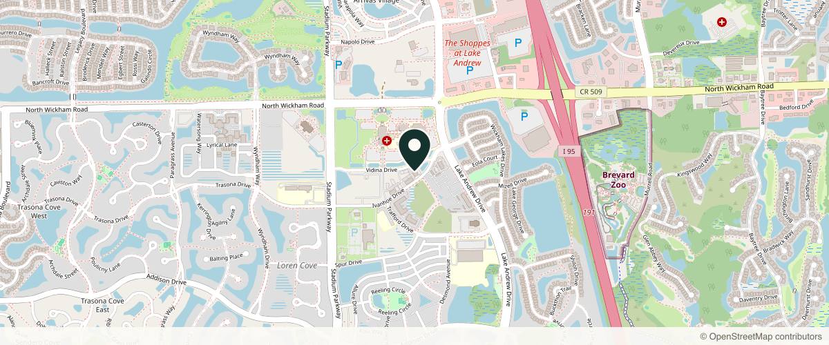 Map showing Forefront Dermatology Viera, FL in Melbourne, Florida