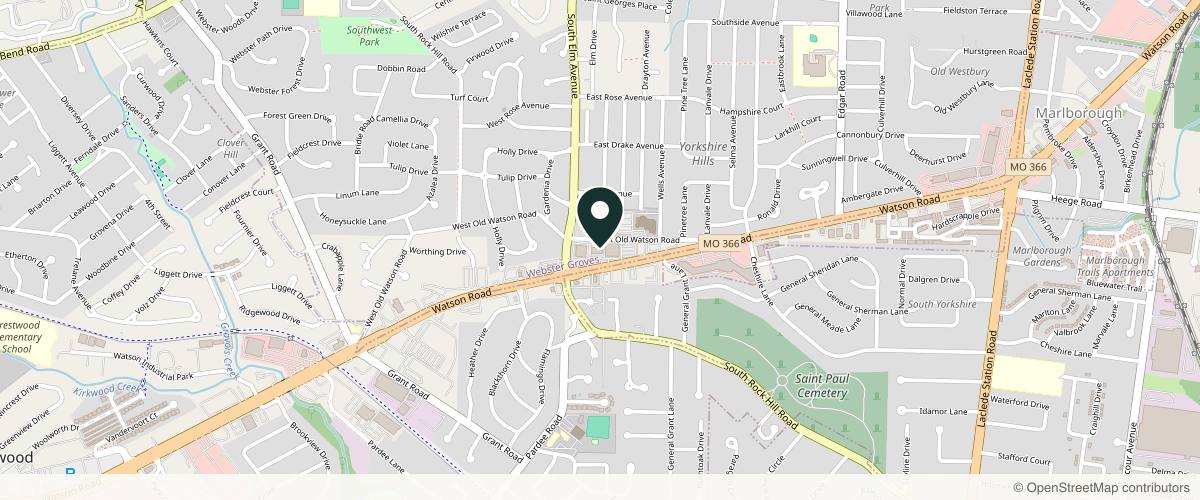 Map showing Forefront Dermatology Webster Groves, MO in St. Louis, Missouri