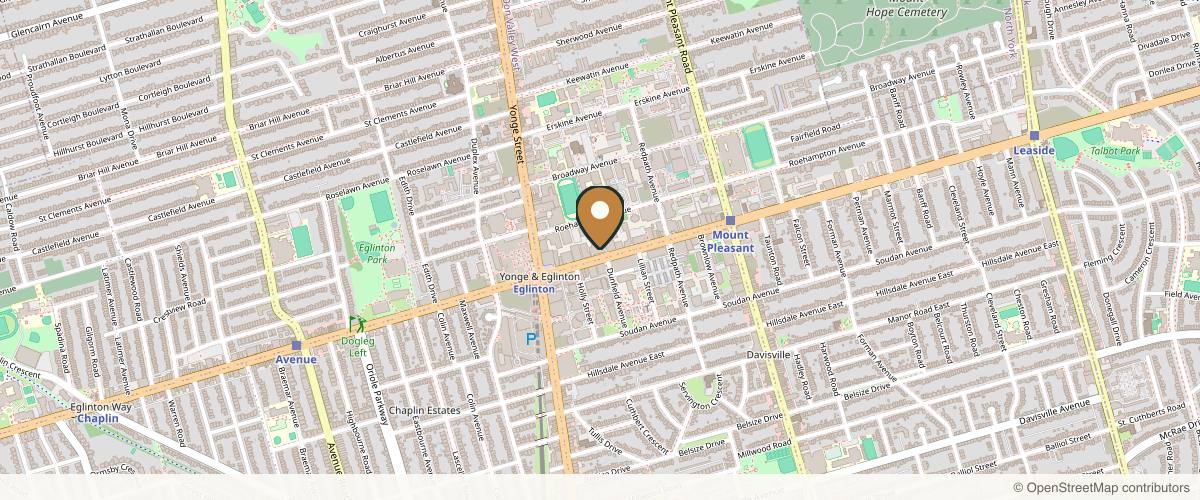Map showing FORM Face + Body Toronto Plastic Surgery, Med Spa & Hair Transplant in Toronto, Ontario