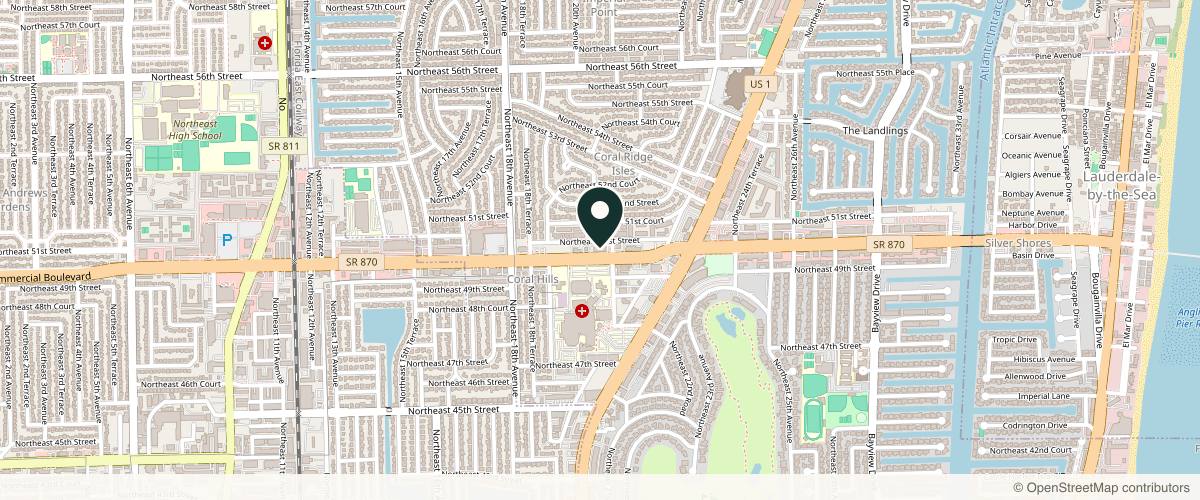 Map showing Fort Lauderdale Dermatology in Fort Lauderdale, Florida
