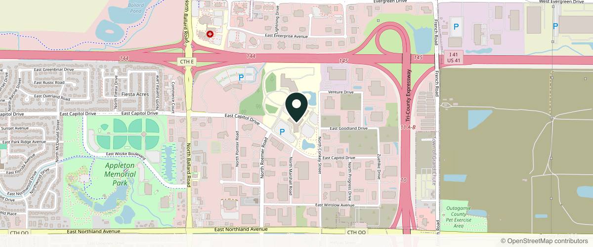 Map showing Fox Valley Plastic Surgery in Green Bay, Wisconsin