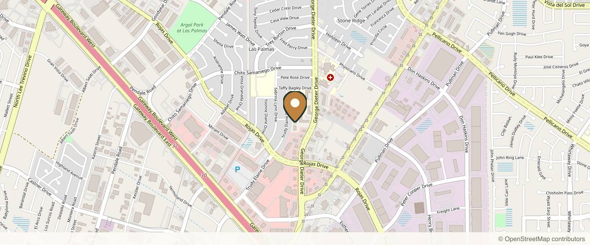 Map showing Frank Agullo, MD in El Paso, Texas