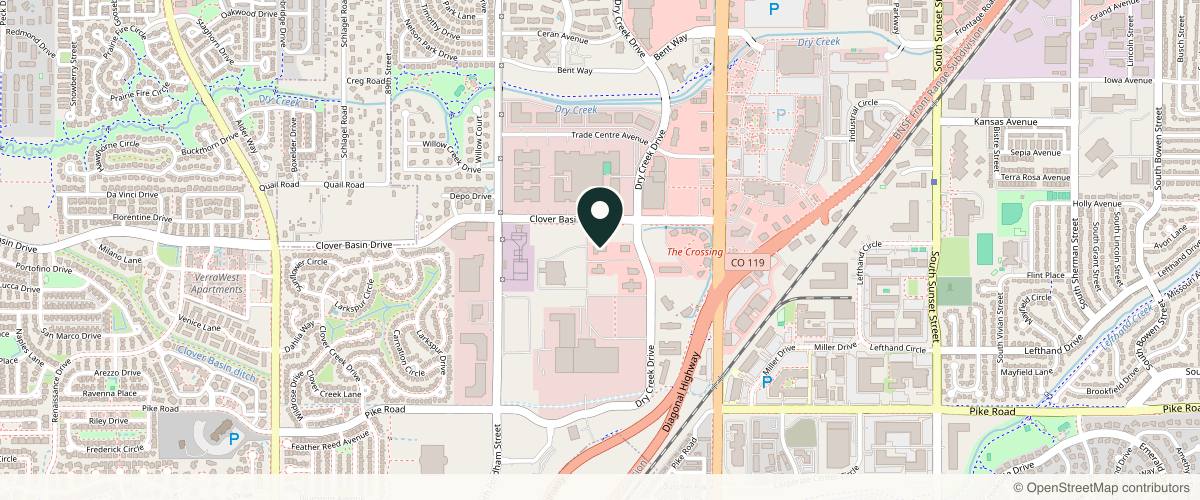 Map showing Front Range Otolaryngology & Facial Plastic Surgery, P.C. in Longmont, Colorado