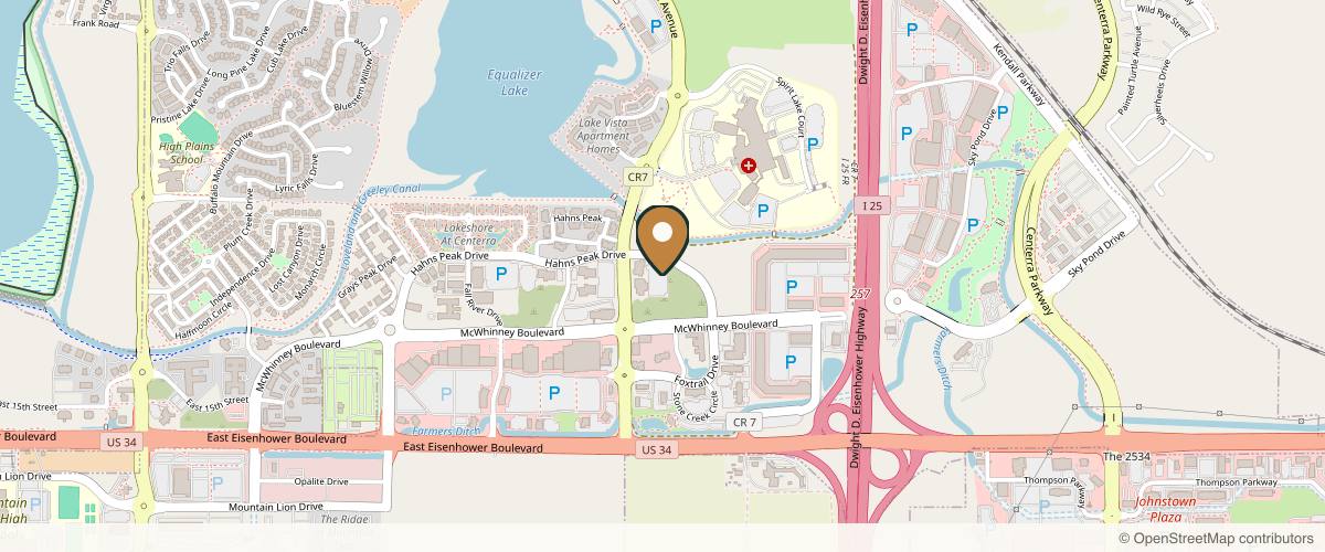 Map showing Front Range Plastic Surgery in Fort Collins, Colorado