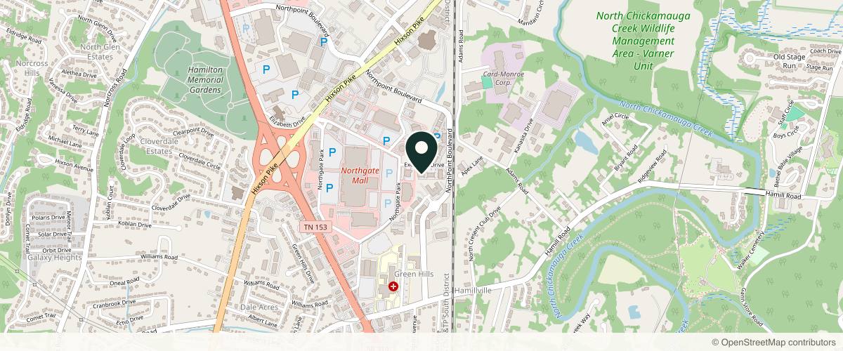 Map showing Galen Dermatology- North in Chattanooga, Tennessee