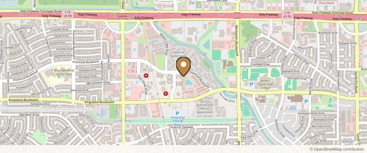 Map showing Gallas Plastic Surgery and Vein Center in Katy, Texas