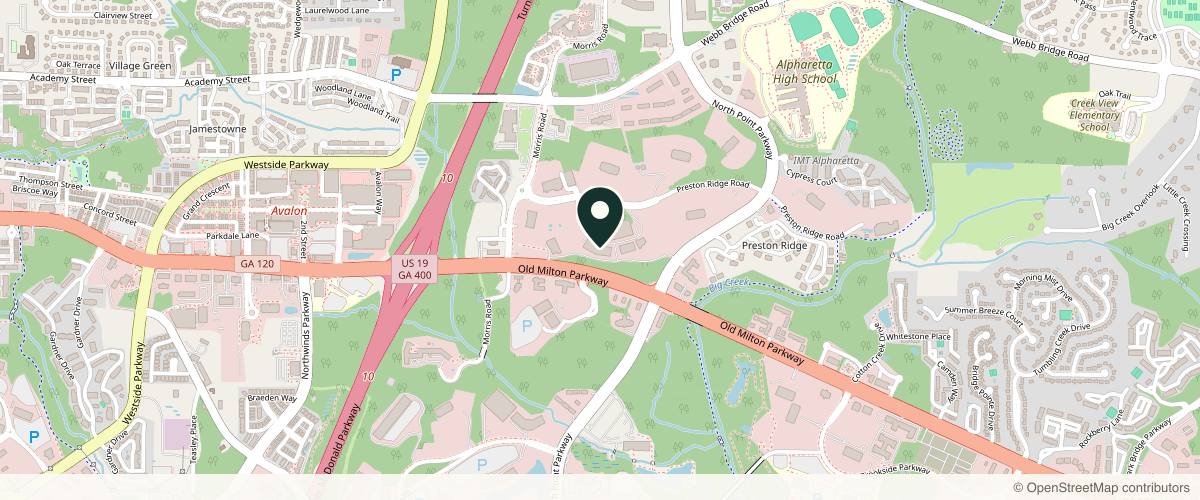 Map showing Galloway Dermatologic Surgery in Alpharetta, Georgia
