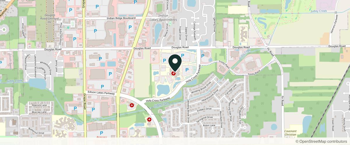 Map showing General & Vascular Surgery in South Bend, Indiana
