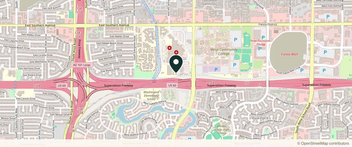 Map showing Gerald L. Yospur MD in Mesa, Arizona