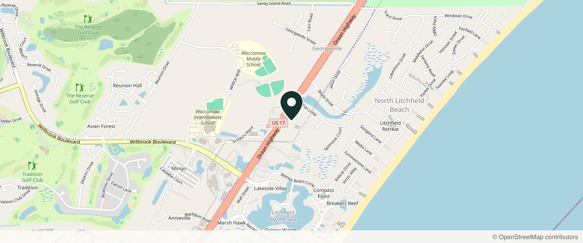 Map showing Germain Dermatology in Myrtle Beach, South Carolina