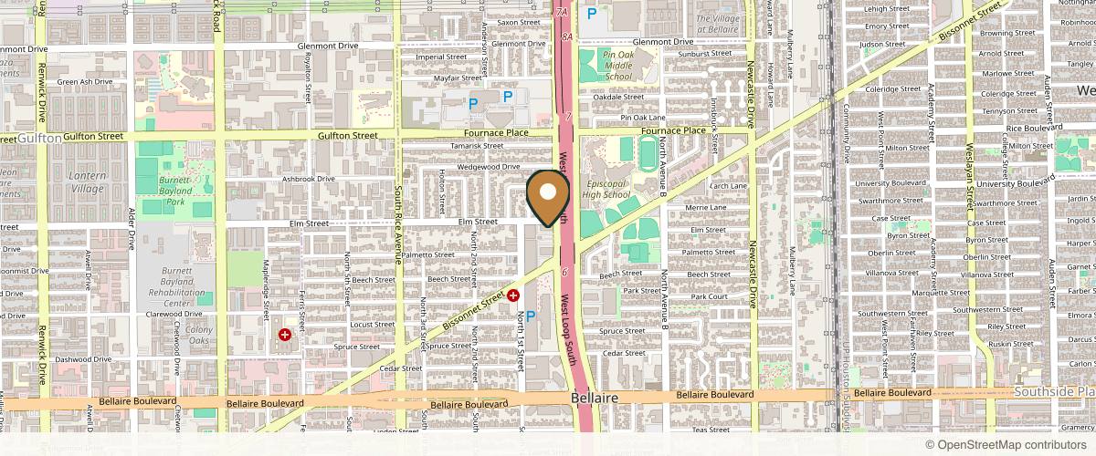 Map showing Glamour Plastic Surgery and Med Spa in Houston, Texas