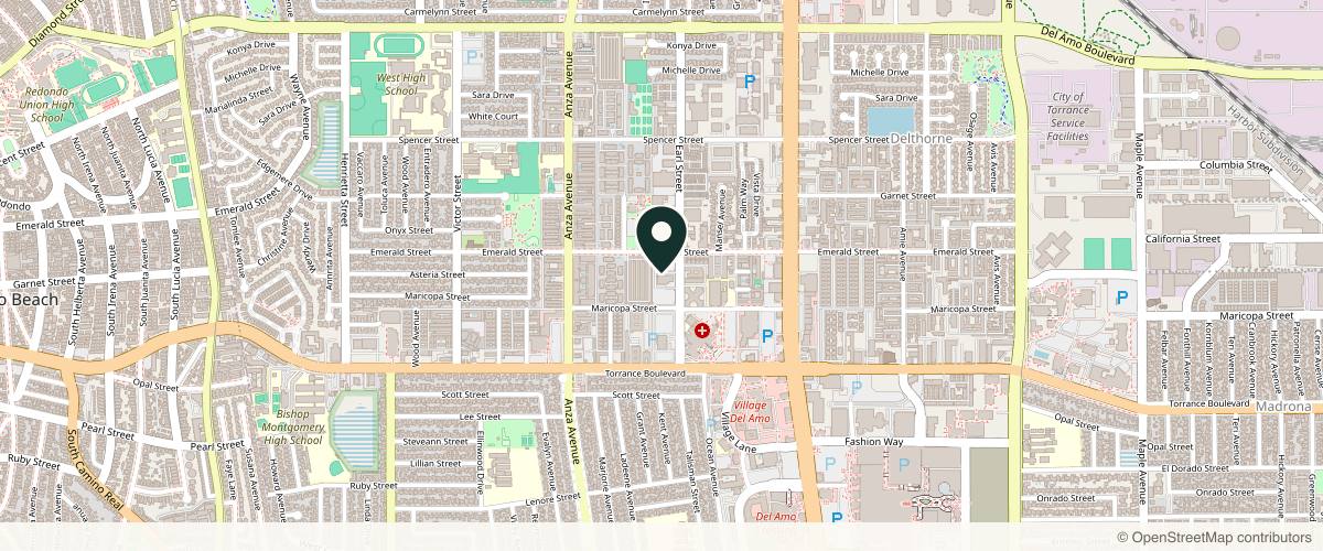 Map showing Golden State Dermatology - Torrance Earl St. in Torrance, California
