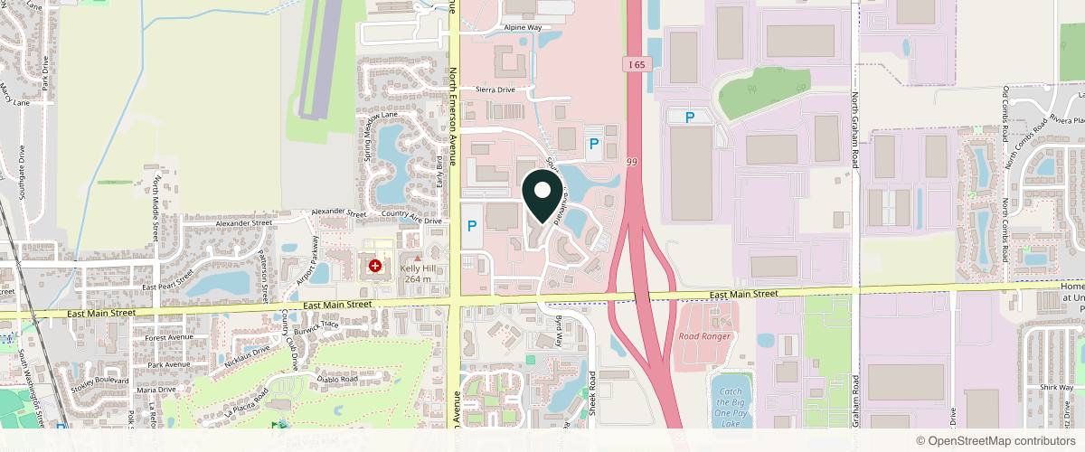 Map showing Greenwood Dermatology in Indianapolis, Indiana