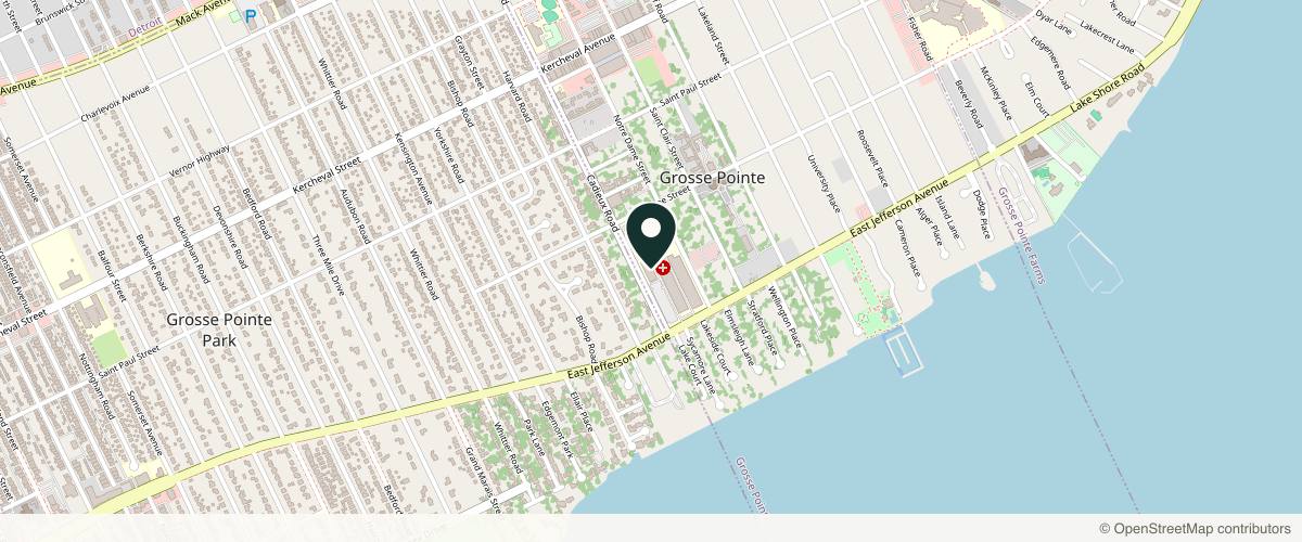 Map showing Grosse Pointe Dermatology and Cosmetic Center in Detroit, Michigan
