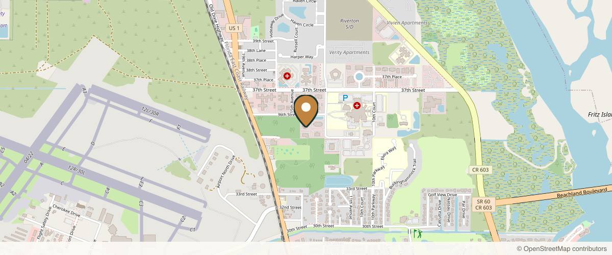 Map showing Grove Place Surgery Center in Vero Beach, Florida
