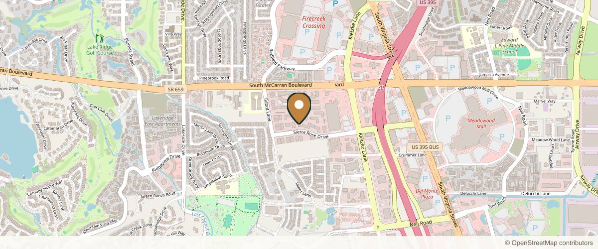 Map showing Hall and Wrye Plastic Surgeons and Medical Spa in Reno, Nevada