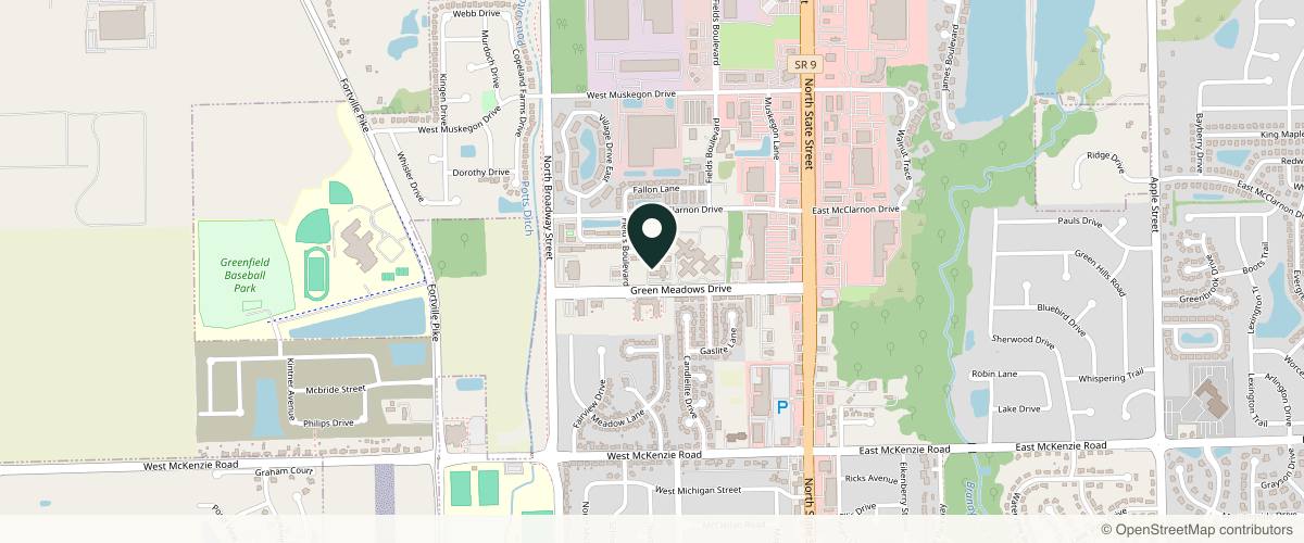 Map showing Hancock Dermatology - Greenfield in Indianapolis, Indiana