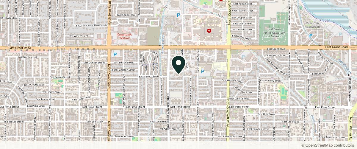 Map showing HealthySkin Medical & Cosmetic Dermatology (Central Office) in Tucson, Arizona