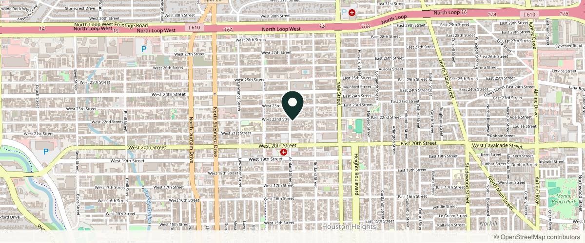 Map showing Heights Dermatology & Aesthetic Center in Houston, Texas