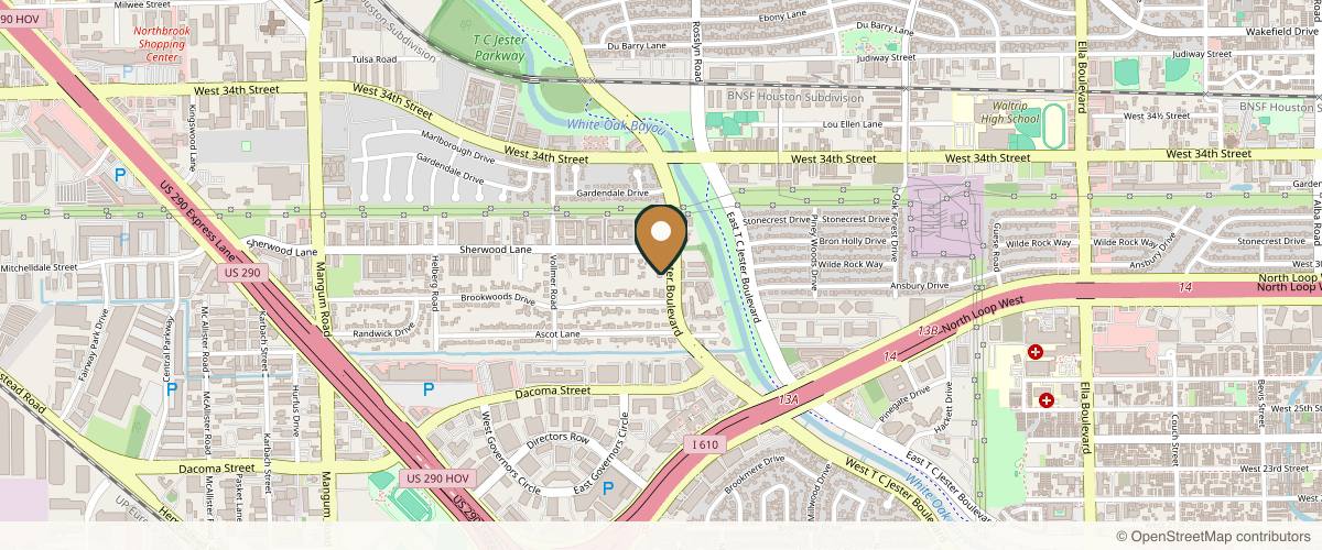 Map showing Heights Plastic Surgery in Houston, Texas