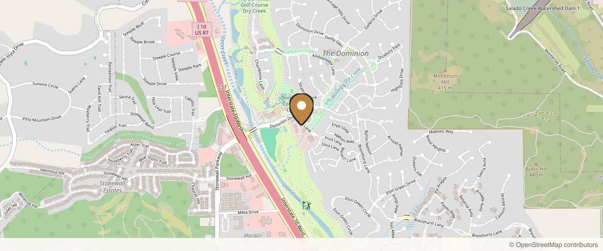 Map showing Hill Country Plastic Surgery in San Antonio, Texas
