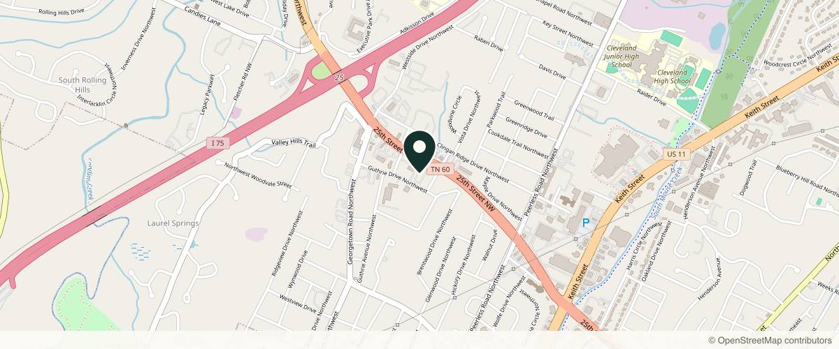 Map showing Horizon Dermatology and Skin Surgery Center - Cleveland in Chattanooga, Tennessee