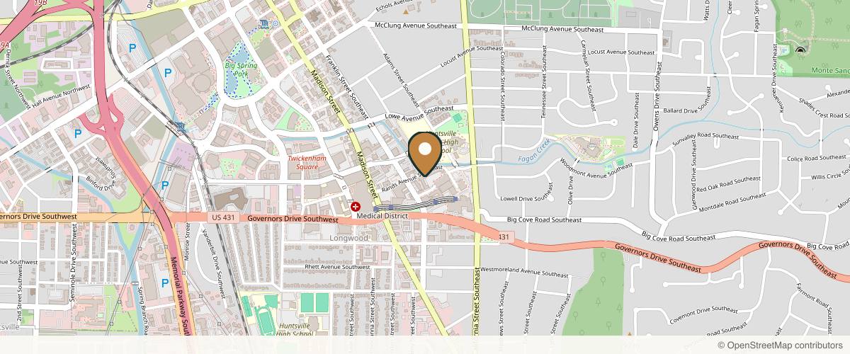 Map showing Huntsville Hospital Plastic & Reconstructive Surgery in Huntsville, Alabama