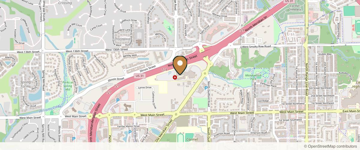 Map showing Ian C. Sando, MD in Carmel, Indiana