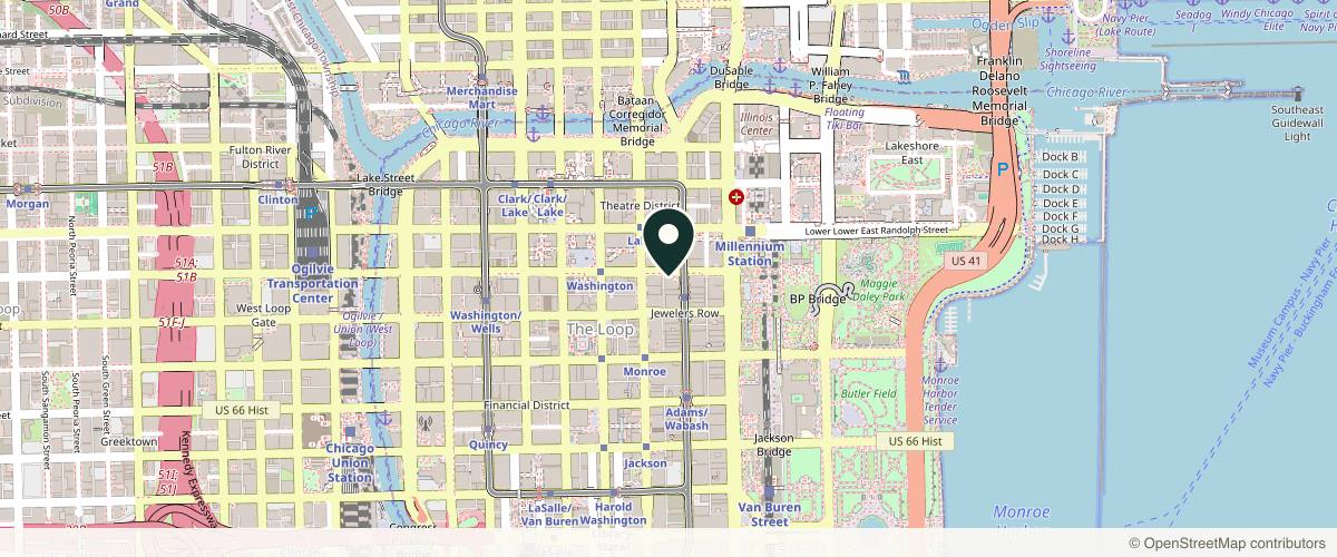 Map showing Illinois Dermatology Institute - Chicago Loop Office in Chicago, Illinois