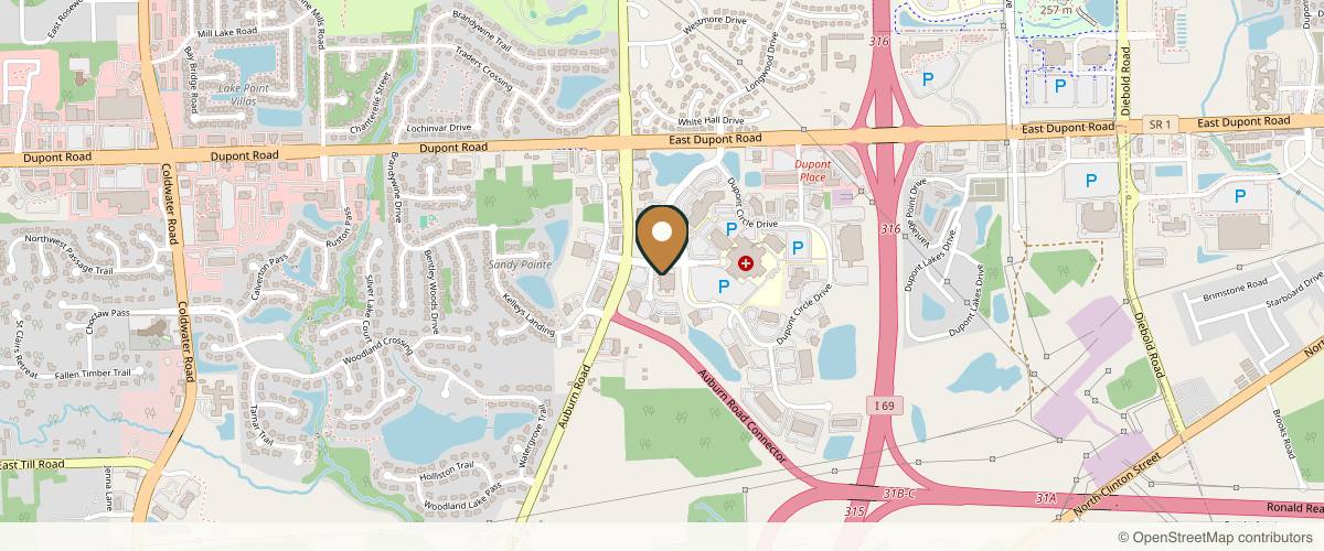 Map showing Indiana Plastic Surgery Center - Robert Severinac, MD in Fort Wayne, Indiana