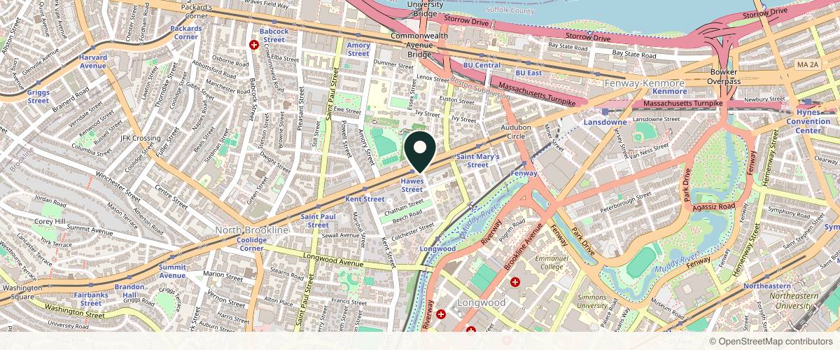 Map showing Integrated Dermatology of Brookline in Boston, Massachusetts