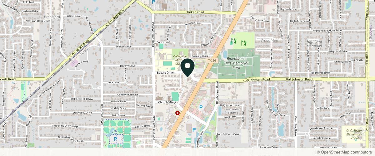 Map showing Ivy Dermatology & Surgery Clinic in Arlington, Texas