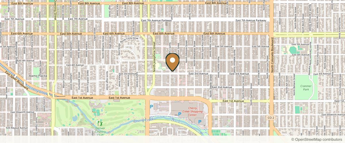 Map showing Jack Zamora MD Cosmetic Surgery and Aesthetics in Cherry Creek, Colorado