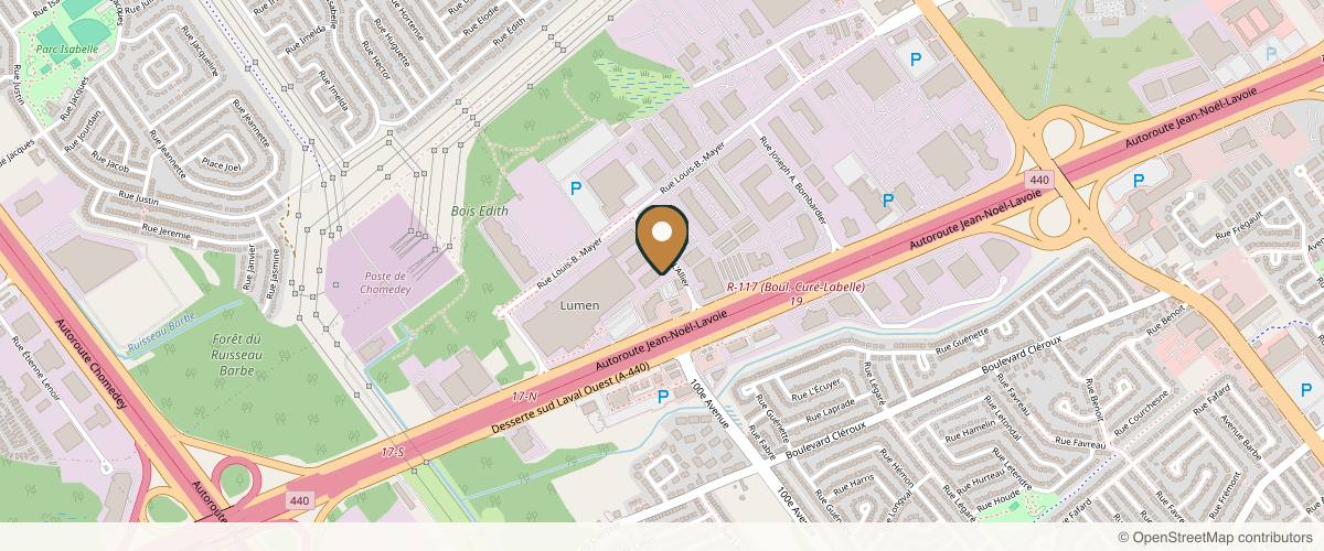 Map showing James Lee Plastic Surgery in Montreal, Quebec