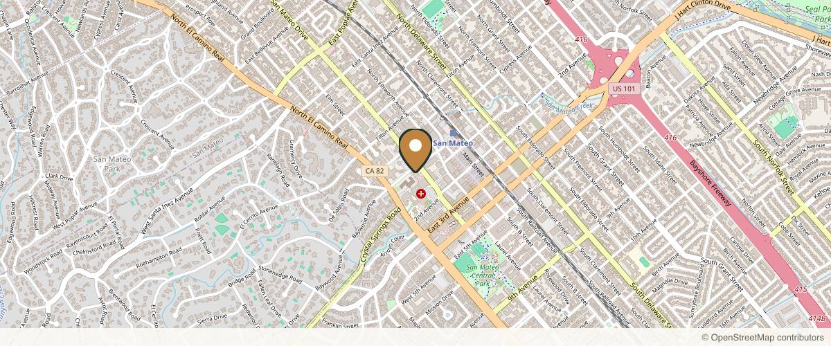 Map showing John R. Griffin, M.D. in San Mateo, California